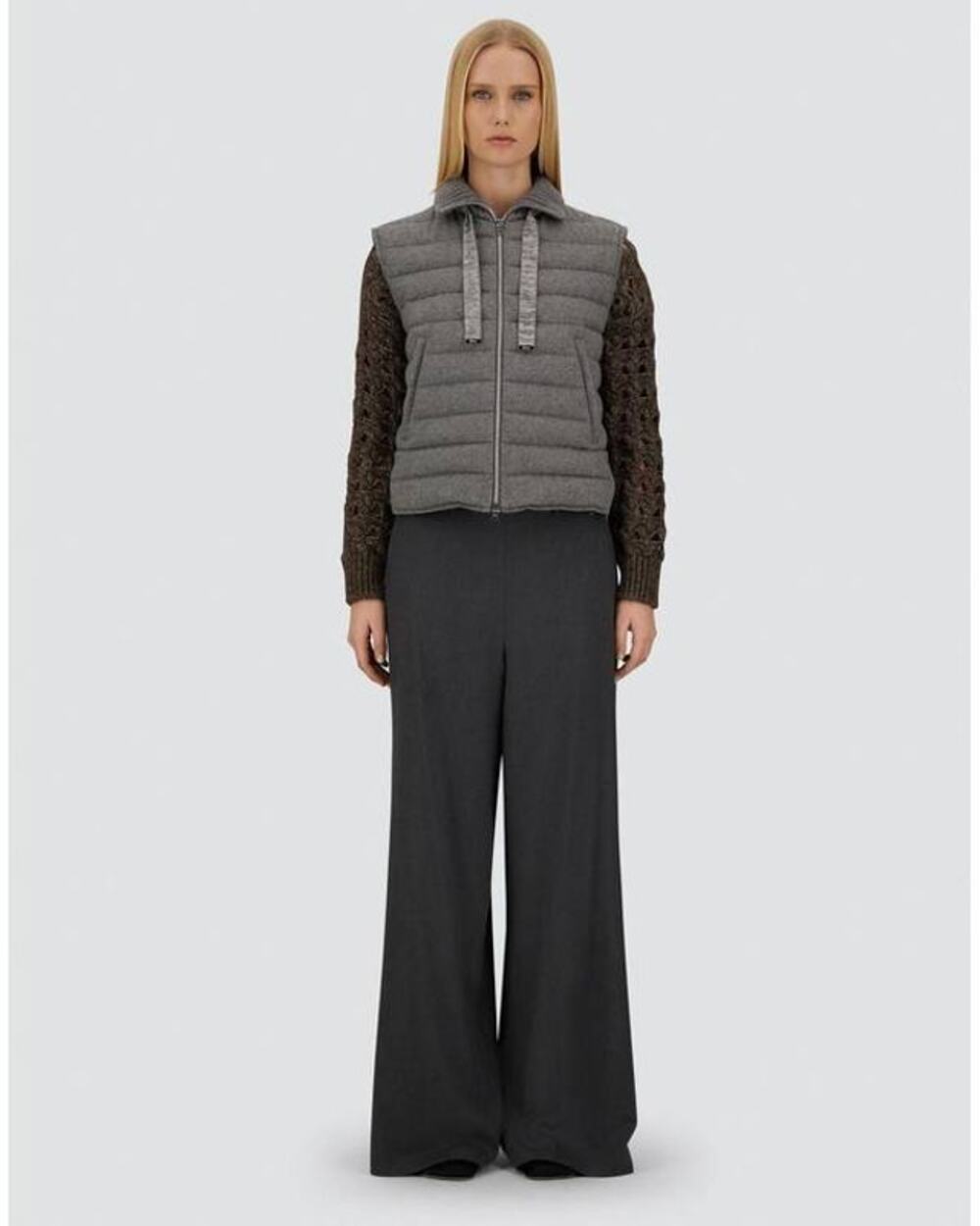 Herno Resort Cashmere Blend Puffer Vest in Grey Lurex 46  US 10